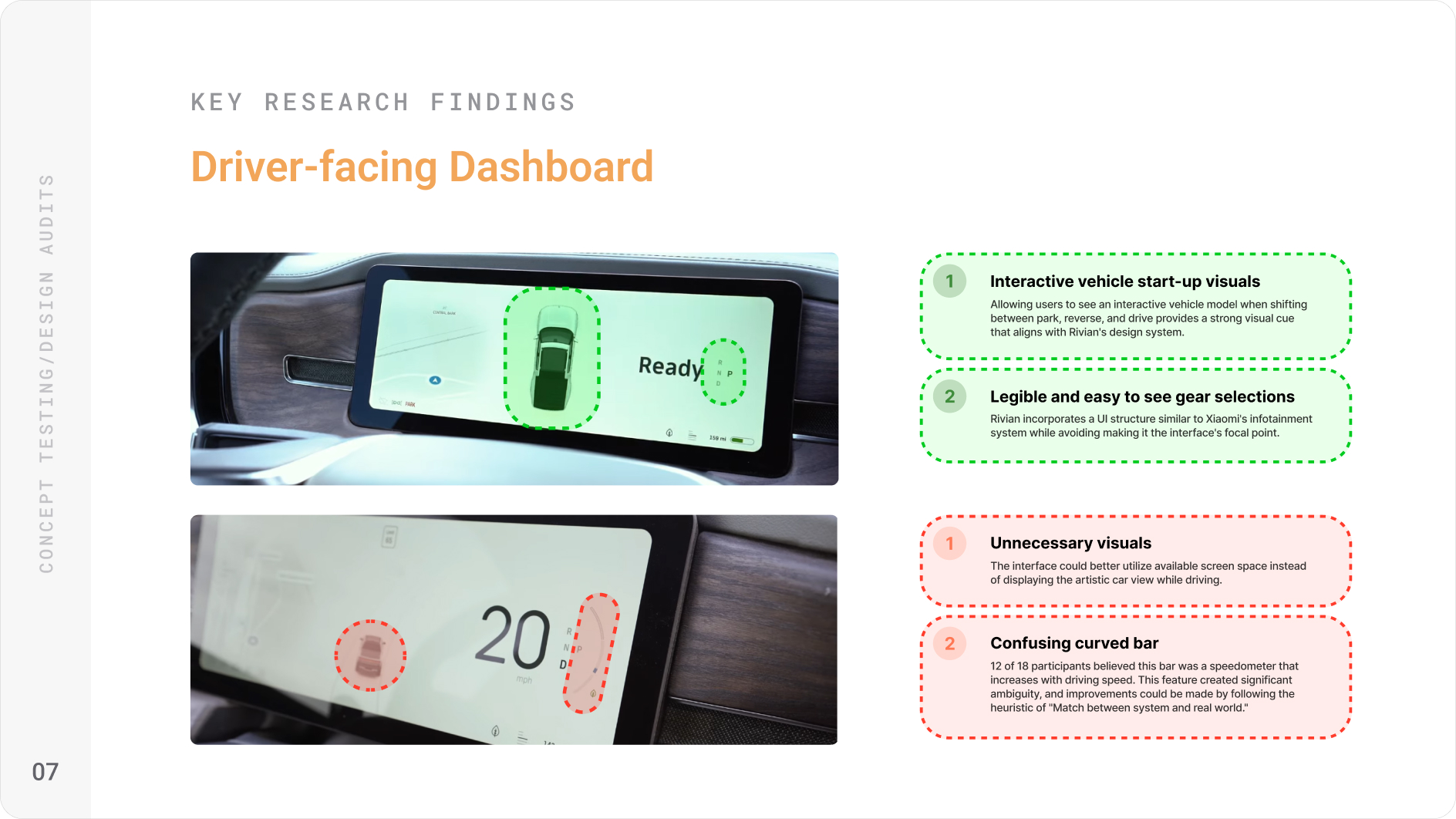 Research slide showing user interview insights on proximity alerts